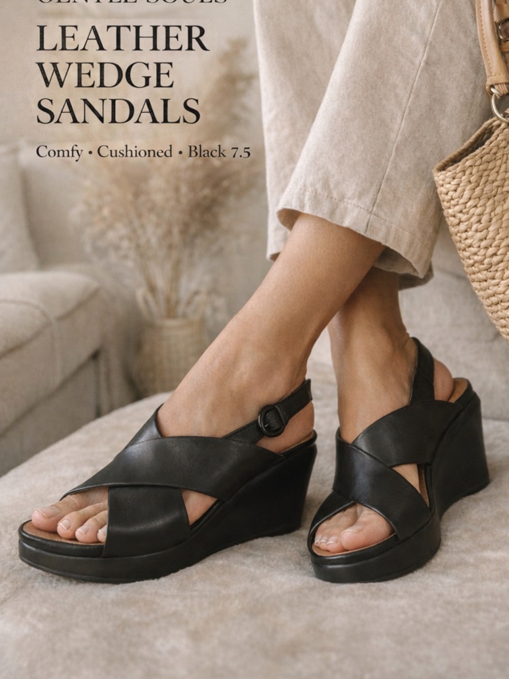 Gentle Souls Kenneth Cole Jayne, black platform sandals women’s sz 7.5 summer